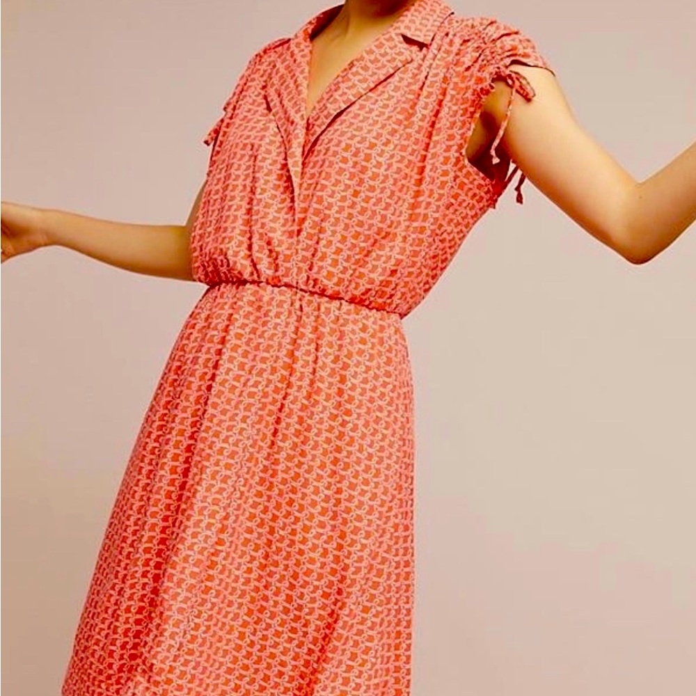 Anthropologie Maeve orange link dress
